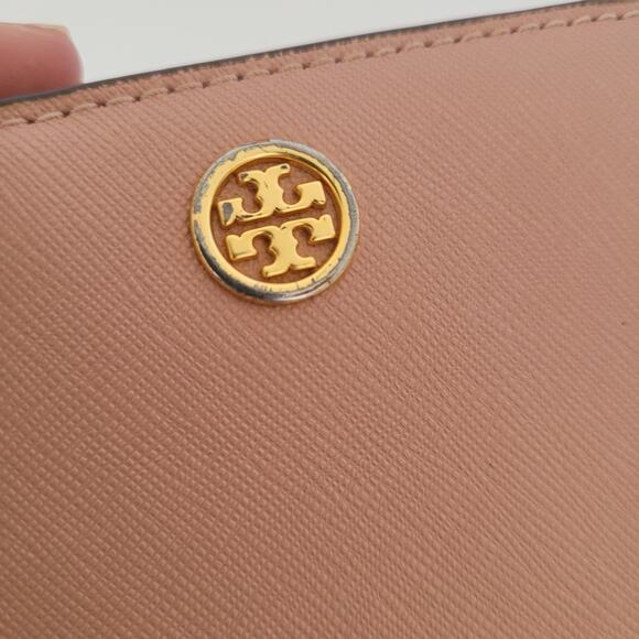 Tory Burch Pink Leather Zip Around Medium Credit Card Wallet Compact Logo - Picture 12 of 12